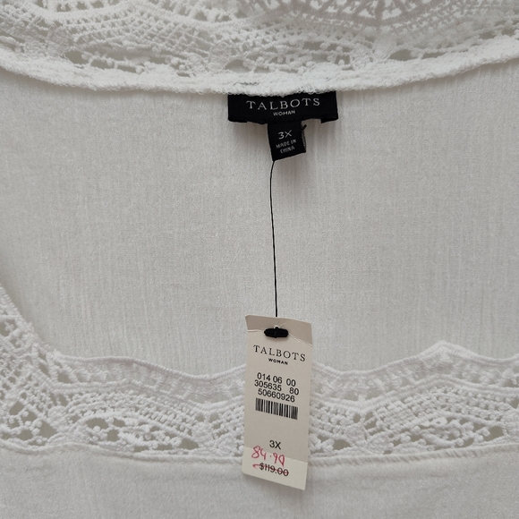 NEW Talbots Shift Dress Swim Coverup plus size 3X white new crochet cotton - Picture 3 of 15